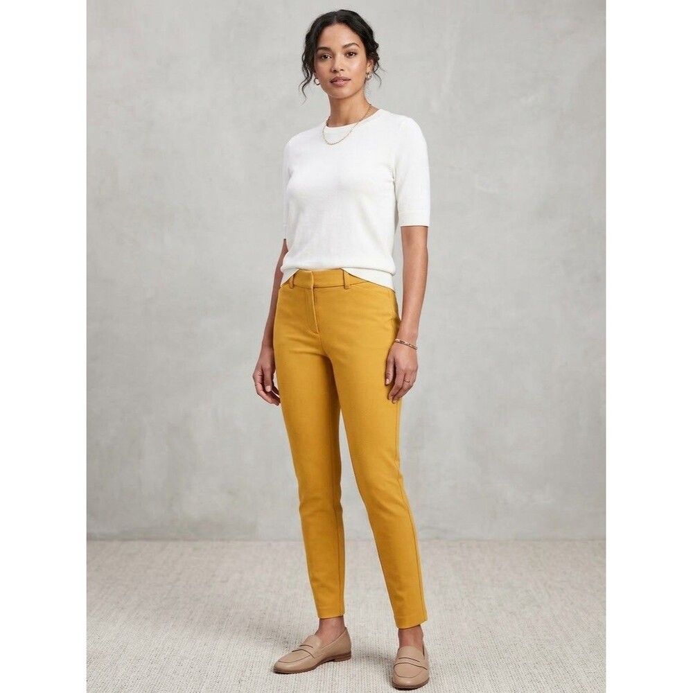 GAP Women's Signature Skinny Ankle Pants Mustard Yellow Stretch Size 0 Reg NWT